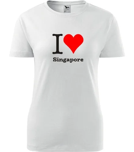 Bílé dámské tričko I love Singapore
