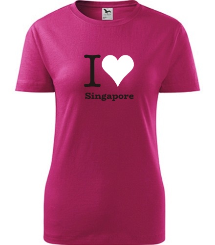 Purpurové dámské tričko I love Singapore