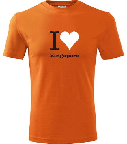 Oranžové tričko I love Singapore