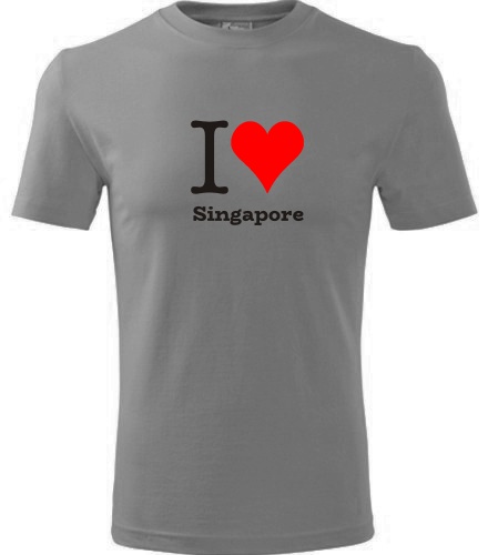 Šedé tričko I love Singapore