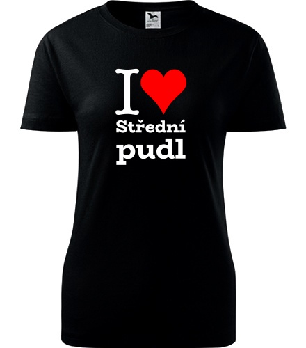 Černé dámské tričko I love Střední pudl