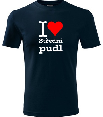 Tmavě modré dětské tričko I love Střední pudl