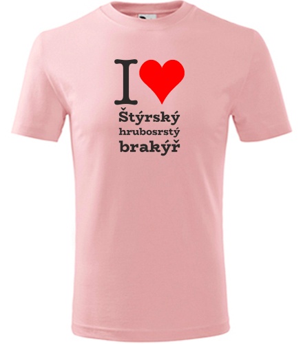 Růžové dětské tričko I love Štýrský hrubosrstý brakýř