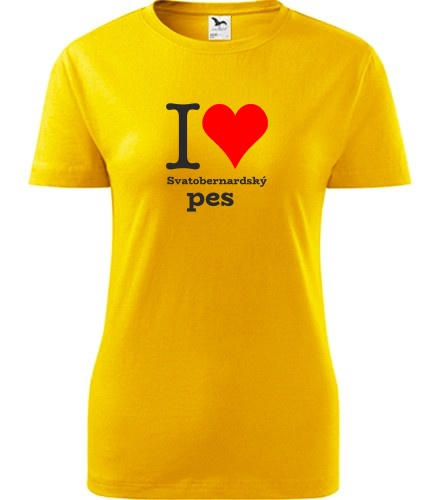 Žluté dámské tričko I love Svatobernardský pes
