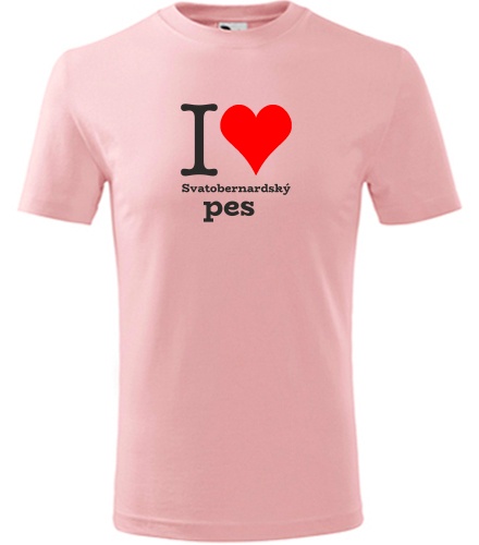 Růžové dětské tričko I love Svatobernardský pes