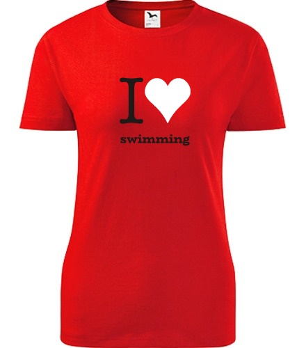 Červené dámské tričko I love swimming