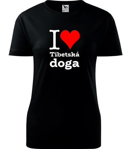 Černé dámské tričko I love Tibetská doga