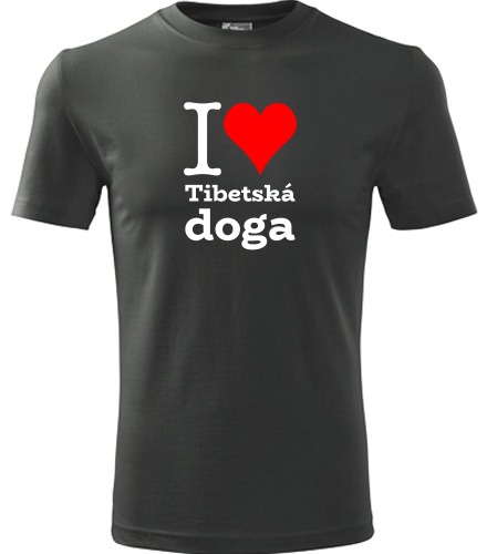 Grafitové tričko I love Tibetská doga