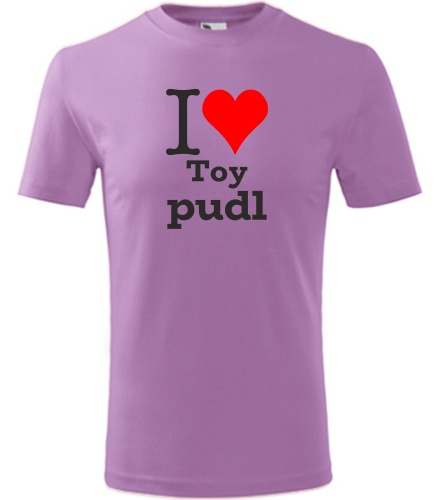 Fialové dětské tričko I love Toy pudl