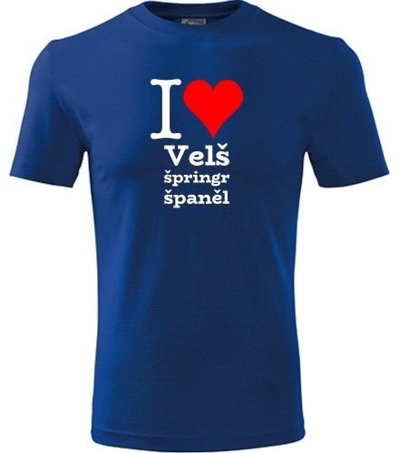 Modré dětské tričko I love Velš špringr španěl
