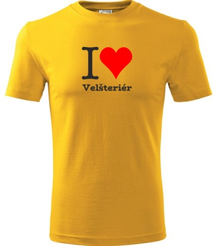 Žluté dětské tričko I love Velšteriér