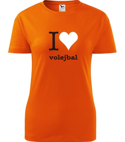 Oranžové dámské tričko I love volejbal