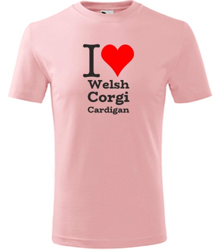 Růžové dětské tričko I love Welsh Corgi Cardigan