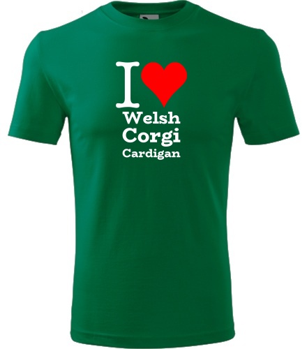 Zelené dětské tričko I love Welsh Corgi Cardigan