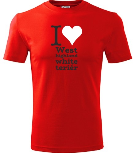 Červené dětské tričko I love West highland white teriér
