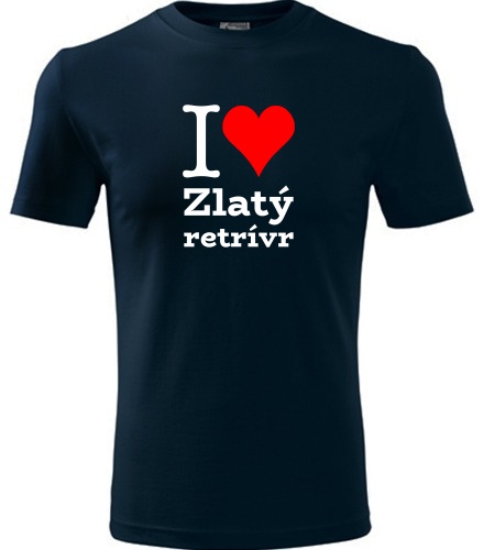 Tmavě modré dětské tričko I love Zlatý retrívr