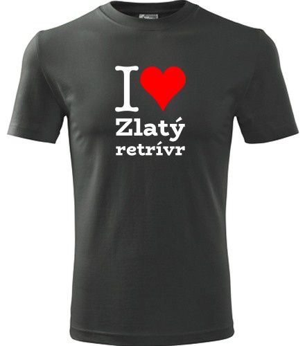 Grafitové tričko I love Zlatý retrívr