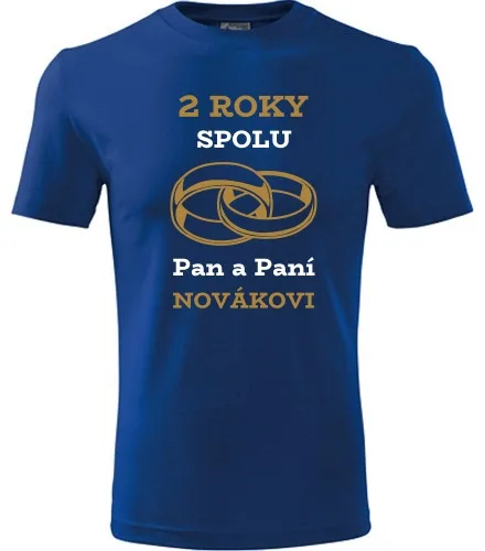 trička s potiskem Modré tričko k výročí svatby - prstýnky zlaté 