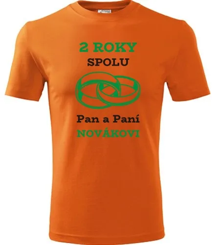 trička s potiskem Oranžové tričko k výročí svatby - prstýnky žluté 