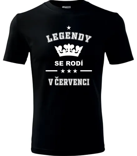 Černé tričko Legendy se rodí v červenci
