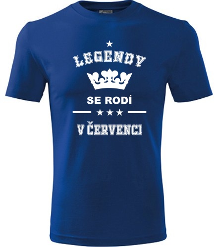 Modré tričko Legendy se rodí v červenci