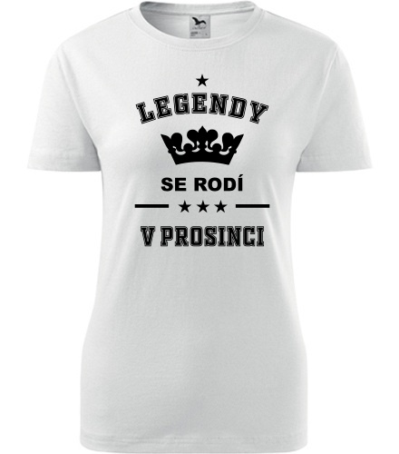 Bílé dámské tričko Legendy se rodí v prosinci