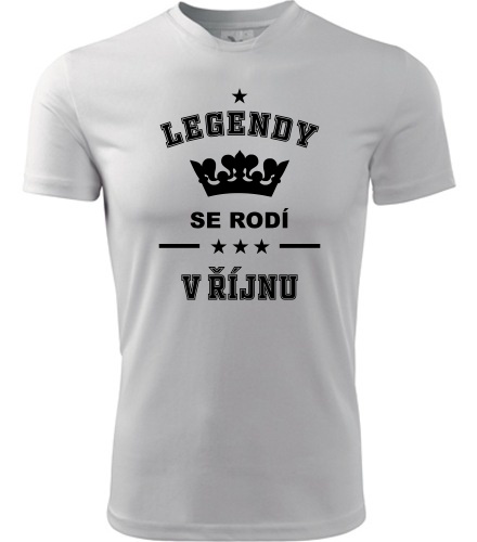 Bílé tričko Legendy se rodí v říjnu