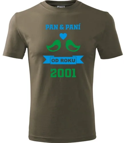 trička s potiskem Army tričko k výročí svatby - holubičky zlaté 