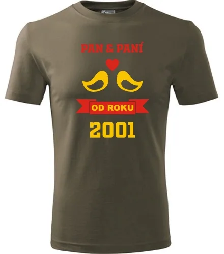 trička s potiskem Army tričko k výročí svatby - holubičky žluté 