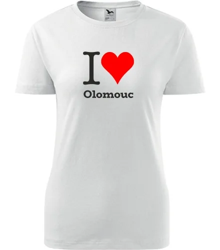 Bílé dámské tričko I love Olomouc