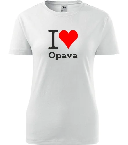 Bílé dámské tričko I love Opava