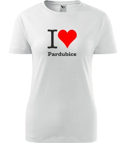 Bílé dámské tričko I love Pardubice